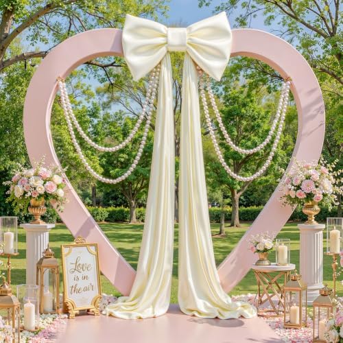 Ivory Large Bows for Backdrop Giant Bows Birthday Party Decorations Large Giant Bow Decor, Cream Giant Satin Bow Decoration for Wedding Baby Shower Birthday Photo Booth Room Decor 24"x16" - Image 3