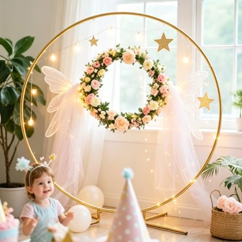 Balloon Arch Stand Metal Round Backdrop Stand Circle Balloon Arch Frame Wedding Arches 5FT for Ceremony Birthday Party Baby Shower Decoration - Image 5