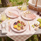 Supernal 102Pcs Pink Gold Plastic Cutlery Set Heavy Duty Utensils for Party - Image 5