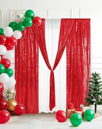Eternal Beauty Red Sequin Backdrop Curtains, 4 Panels 2x8FT - Image 2