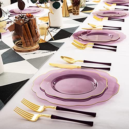 Ciaell 120 Piece Gold Plastic Plates for Halloween Parties - Image 6