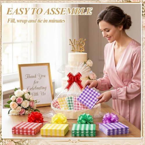 Novabright 24 Sets Baskets for Gifts Empty with Cellophane Wrap, Beige - Image 7