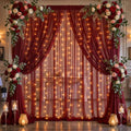 20x10ft Burgundy Tulle Backdrop Curtain with Lights String for Parites, Sheer Backdrop Curtains for Wedding Baby Shower Birthday Party Photo Shoot Decorations by Partisky