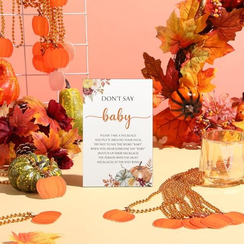 51 Pumpkin Baby Shower Games Including Pumpkin Baby Game Sign and Necklace - Image 5