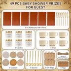 Baby Shower Prizes for Game Winners 6 Sets Baby Shower Games Prizes Ceramic Mugs with Metal Spoons Woven Coasters Notebooks with Pens Scented Candles Gift Bags Wedding Bridal Shower Favors for Guests - Image 3
