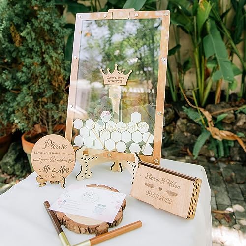 Wedding Guest Book Alternative Drop Box - Personalized Wooden Frame Crown - Image 2