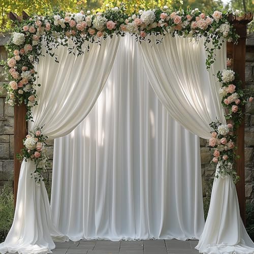 40x10FT White Backdrop Curtains for Wedding Parties, Wrinkle Free Photo Backdrop Curtains for Wedding Birthday Party Baby Shower, Fabric Drape with Rod Pockets 5ft x 10ft, 8 Panels - Image 7