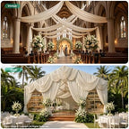 2 Panels 5ft(W) x 20ft(L) Beige Ceiling Drapes for Wedding Parties - Image 6