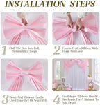 Giant Pink Bow for Backdrop 80x24 Inches Large Satin Ribbon Bow Wall Decor for Wedding Birthday Baby Shower Party Photo Booth, Washable Reusable Big Bow for Nursery Bedroom Door Hanging Decoration - Image 5