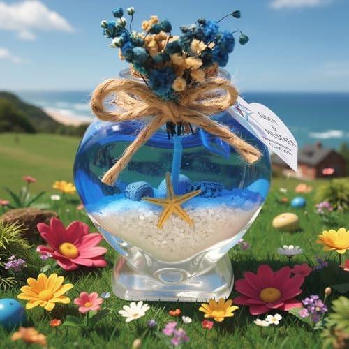 Wedding Favor Guest Bulk, Set of Heart Glass Candle Party with Custom Sticker for Guest in Bridal Party Favors, Baby Shower Gifts, Gel Candle Wedding Favors (White Gel Blue Sand, Set of 20) - Image 2