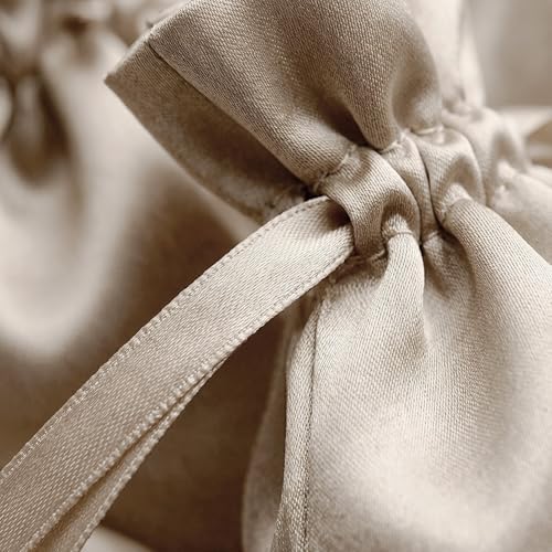 50 Pack 6" x 9" Champagne Satin Gift Bags with Drawstring, Large Gift Pouches, Wedding Favor Bags for Baby Shower Birthday Party Small Business - Image 5