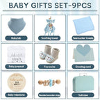 Baby Gift Set Baby Shower Gifts Basket for Newborns New Born Baby Boy Gift Set Blue Baby Gift Basket with Baby Rattle Muslin Towel Security Blanket Gender Reveal Gifts for Baby Girls Boys - Image 4