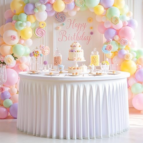White Tulle Tablecloths 72 Inch Spandex Round Table Cloths for Round Tables - Image 2