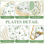 Funnymoom 250 Pcs Sage Green Eucalyptus Party Decorations Wedding Serves 50 - Image 2