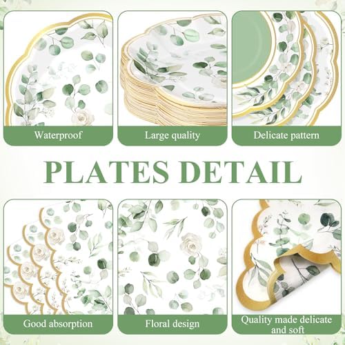 Funnymoom 250 Pcs Sage Green Eucalyptus Party Decorations Wedding Serves 50 - Image 2