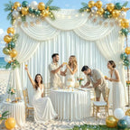 30ft x 15ft Ivory Wrinkle Free Backdrop Curtains for Wedding Party Backdrops Curtain Drapes Fabric Decorations Photo Back Drop Cloth for Baby Shower Photography Stage Reception - Image 4
