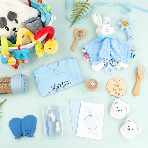 24-Piece Baby Boy Gift Basket, Baby Shower Gift Set for Newborns, Blue - Image 2