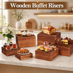 6 Pack Buffet Risers and Stands, Wood Risers for Buffet Table, Party Decor - Image 3
