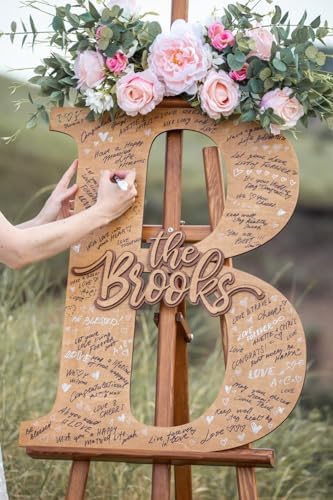 Guest Book Alternative Wedding Family Name Sign Personalized Wooden Guestbook Alternative for Wedding,Baby Shower,Anniversary, Bridal Shower Decorative Signs & Plaques (40cm .7") - Image 3