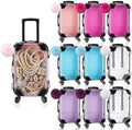 Gejoy 20 Pcs Mini Suitcase Party Favor Box with Plush Ball Keychains 7.48 x 3.15 x 1.97 Inches Empty Luggage Storage Box Clear Candy Packaging Containers for Baby Shower Travel Wedding (Multicolor) by Gejoy