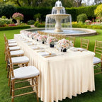 Wish Care 8 Pack Ivory Spandex Table Clothes for 6 Foot Rectangle Tables, 6FT Wrinkle Free Fitted Tablecloths Ruffles Design Table Cloth for Party, Banquet, Wedding and Events - Image 4
