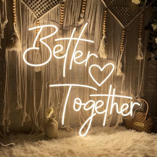 Better Together Neon Sign, 23 Inch Personalized Wedding LED Neon Light Engagement Party Decor Proposing LED Sign Gift-Warm White - Image 2