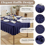 2 Pack Navy Blue Spandex Tablecloths for 34x34 Inch Square Tables, Stretch Fitted Table Clothes with Pleated Ruffle Skirt for 34” Table, Wrinkle Free and Elastic, for Party Kitchen Home Dining - Image 6