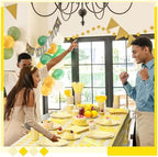 Funnymoom 452 Pcs Yellow Gingham Party Supplies for 50, Yellow and White Gingham Checkered Paper Plates Napkins Cups Tablecloth Cutlery Straws for Birthday Family Picnic Barbecue Party Decoration - Image 4