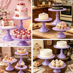 3 PCS Purple Round Cake Stand Set, Multi Size Metal Cupcake Holders Stand for Birthday Wedding Banquets, Pastry Display Holders for Holiday Party Dessert Display Table Decor (8"/10"/12" Plate) - Image 7