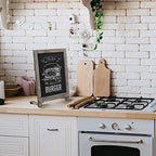 HBCY Creations Rustic Weathered Wooden Tabletop Chalkboard with Legs/Vintage Wedding Table Sign/Small Kitchen Countertop Memo Board/Antique Wooden Frame (12" x 17", 3- Weathered) - Image 6