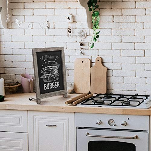 HBCY Creations Rustic Weathered Wooden Tabletop Chalkboard with Legs/Vintage Wedding Table Sign/Small Kitchen Countertop Memo Board/Antique Wooden Frame (12" x 17", 3- Weathered) - Image 6