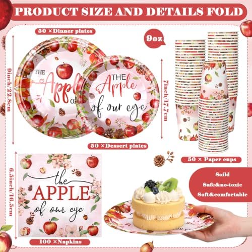Domensi 250 Pcs Fall Apple Baby Shower Decoration Apple of Our Eye - Image 3