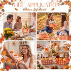 Funnymoom 24 Pack Orange Plaid Fall Thanksgiving Basket For Gift Empty Bulk - Image 5