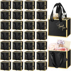 Yeaqee 100 Pcs Mini Metallic Paper Gift Bags with Handle, Black, Gold by Yeaqee