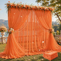 20ft×10ft Wrinkle Free Orange Backdrop Curtain Drapes, 4 Panels 5ftx10ft Sheer Tulle Chiffon Backdrop Panels Curtains for Wedding Baby Shower Birthday Party Stage Photo Home Decorations by Unknown