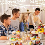 Sawysine 6 Pack 3 Tiered Serving Tray White Plastic Dessert Tower, Black - Image 7