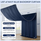 20x16ft Navy Blue Backdrop Curtain for Party, 4 Panels Wrinkle Free 16 Foot Long Polyester Photo Backdrop Drapes Photography Background for Wedding Birthday Gathing - Image 3