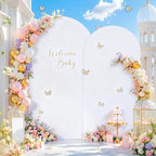 White Arch Cover 7.2FT 6FT Set of 2 Wedding Arch Backdrop Covers Stretchy Spandex Back Drop Covers for Birthday Baby Shower Party Decor Photo Booth Girls Bridal Banquet Balloon Arch Background - Image 3