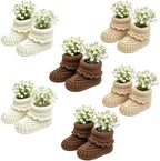 6 Sets Baby Shower Centerpieces,Crochet Knitted Baby Booties Table Decorations With Artificial Flowers Bulk DIY Boho Rustic Decor for Gender Reveal Party by Unknown