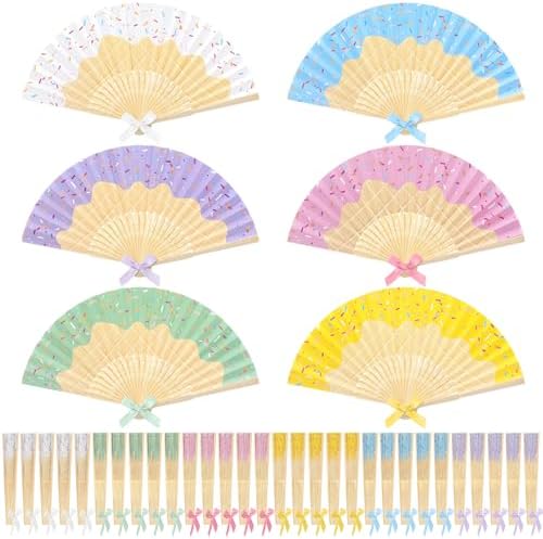 Roowest 36 Pcs Ice Cream Folding Hand Fans Bulk, Pastel Party Decorations by Roowest