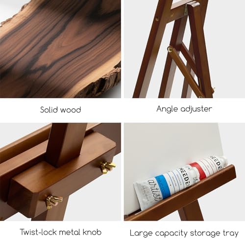 MEEDEN Wooden Easel Display Stand: Adjustable Art Easels for Sign, A Frame Painting Easel for Canvas up to 60", Ideal for Artist Adults Drawing Picture Poster - Walnut - Image 4