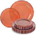 Tinybee 60PCS Amber Plastic Plates - Clear Brown Plastic Plates Disposable by Tinybee