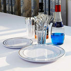 I00000 60 Pcs Silver Plastic Plates, Premium Silver Disposable Plates - Image 5