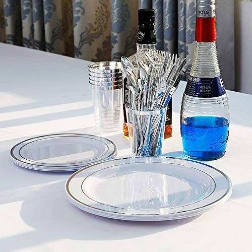 I00000 60 Pcs Silver Plastic Plates, Premium Silver Disposable Plates - Image 5