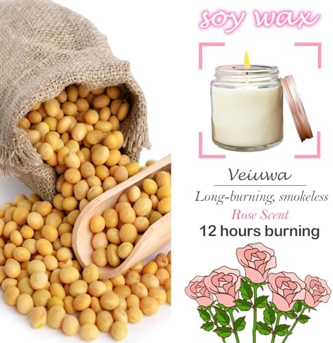 12 Pcs 4 Oz Mini White Soy Candles,Rose Scented Candles Set,Bulk Aromatherapy Candle,Great Stress Relieving Scented Candle for Girls as a Gift for Birthdays, Weddings and More! - Image 3