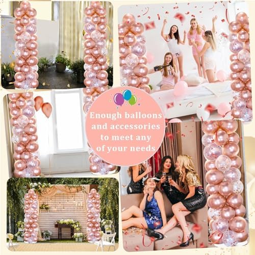 2 Sets Adjustable Balloon Column Stand Kit with Bases（Rose Gold Confetti） - Image 6