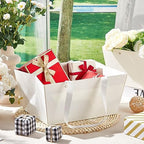 Tuanse 30 Pcs Basket for Gift Empty DIY Bulk Gift Basket Kit with Handle Kraft Cardboard Tray with 30 Bag 30 Bow Market Tray for Wedding Party, White, 9.8 x 6.5 x 4.3 in - Image 4