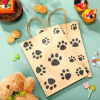 Tenceur 80 Pcs Dog Gift Bags Paw Dog Print with Handles Brown Black - Image 6