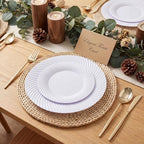 IOOOOO 100Pcs 10" White Plastic Dinner Plates,Disposable Plates for Party - Image 3