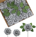 Artificial Flowers Realistic Roses, Real Looking Fake Roses with Stem for DIY Wedding Bouquets Centerpieces Bridal Shower Party Home Romantic Decorations (Grey, Regular 3" - 200pcs) by BringmoreJoyinyourlife